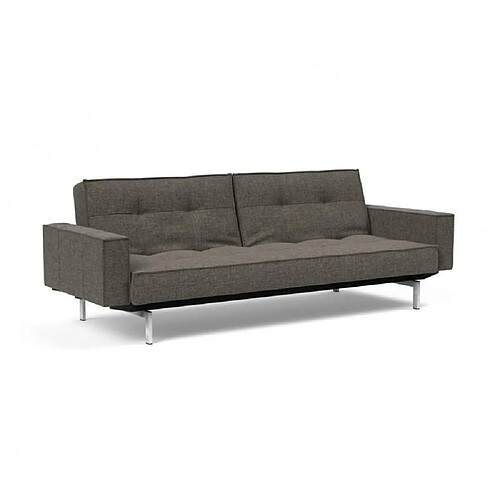 Inside 75 INNOVATION LIVING Canapé SPLITBACK pieds chromé avec accoudoirs convertible lit 115*210 cm tissu Flastex Dark grey