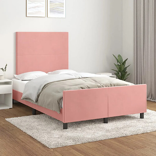 vidaXL Cadre de lit sans matelas rose 120x200 cm velours