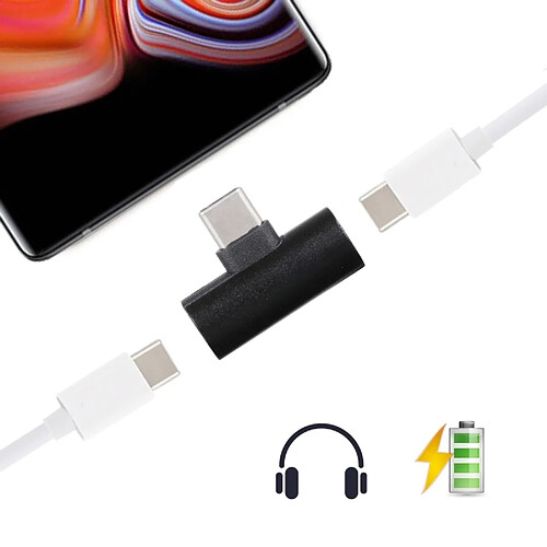 Wewoo Adaptateur Convertisseur de charge et d'écoute Type-C à Type-Cx2, pour Galaxy, HTC, Google, LG, Sony, Huawei, Xiaomi, Lenovo autres téléphones Android (Noir)