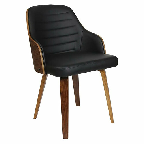 Mes Fauteuil 57x51x79 cm en PU noir et bois marron