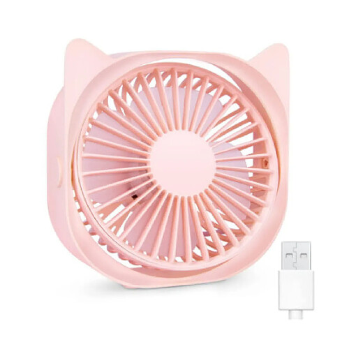 Ventilateur, Petit Ventilateur de Bureau USB, Ventilateur de Bureau Silencieux Portable à 3 Vitesses, ventilateur personnel rotatif à 360 degrés de 4 pouces (Rose)