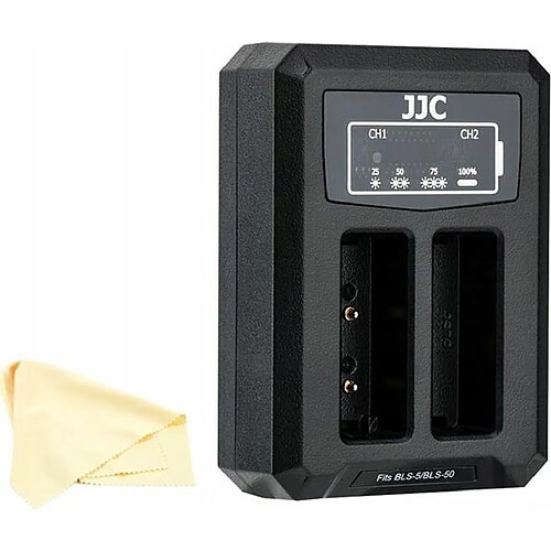 JJC Chargeur de batterie USB double avec câble USB intégré pour Olympus BLS-1/BLS-5/BLS-50 et JJC B-BLS5