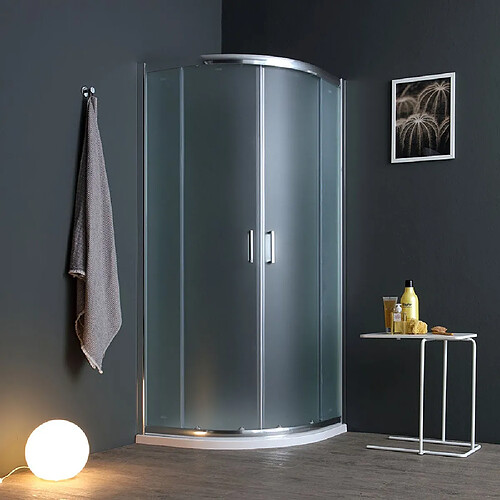 Kiamami Valentina CABINE DE DOUCHE SEMI-CIRCULAIRE 90X90CM PORTES VERRE SATINÉ 6 MM | GIADA