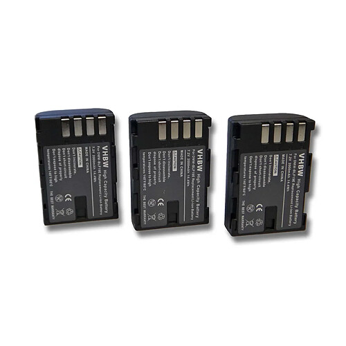 Lot de 3 batteries vhbw Li-Ion 2000mAh (7.2V) pour caméra Panasonic Lumix DMC-GH3GK, DMC-GH3HGK, DMC-GH3K BODY, DMC-GH4 comme DMW-BLF19, DMW-BLF19E.