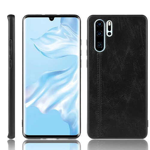 Wewoo Coque Pour Huawei P30 Pro antichoc couture peau de vache motif PC + PU + TPU cas noir