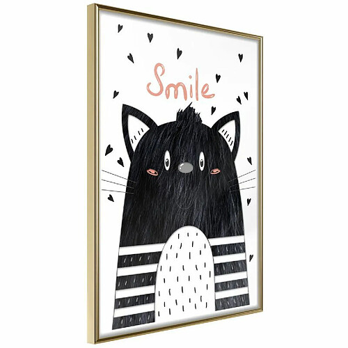 Paris Prix Affiche Murale Encadrée Cheerful Kitten 30 x 45 cm Or