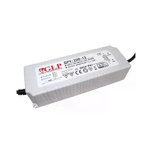 Alimentation LED DC12V 200W 16A Étanche IP67 GLP