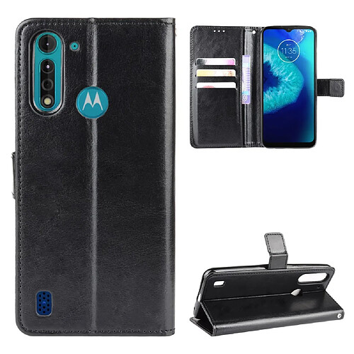 Etui en PU peau de cheval fou noir pour votre Motorola Moto G8 Power Lite