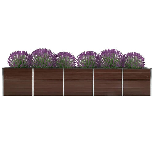 Maison Chic Jardinière,Lit surélevé de jardin - Bac à fleurs - pot de fleur Acier galvanisé 400x80x77 cm Marron -GKD92095