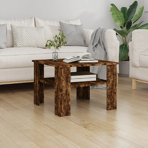 vidaXL Table basse Chêne fumé 60x60x42 cm Bois d'ingénierie