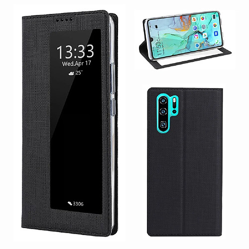 Etui en PU fenêtre de visualisation avec fente pour carte noir pour votre Huawei P30 Pro