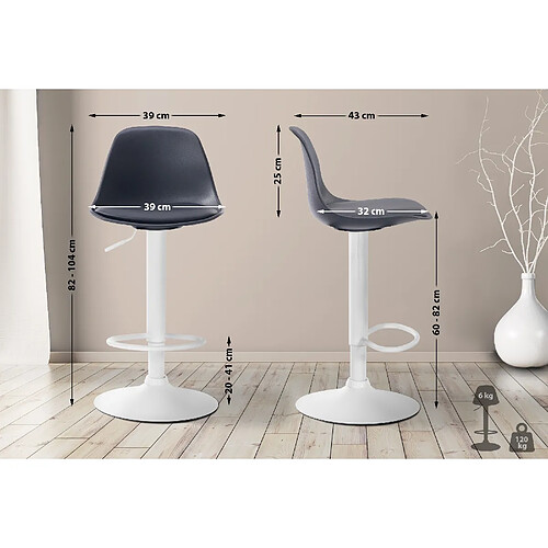 Non Tabouret de bar Kiel simili cuir blanc