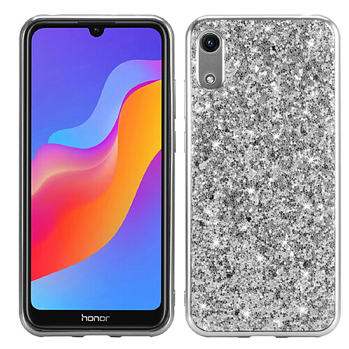 Wewoo Coque TPU Antichoc Poudre Glitter pour Huawei Honor Play 8A Argent