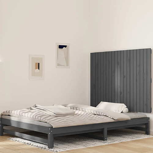 vidaXL Tête de lit murale Gris 127,5x3x90 cm Bois massif de pin