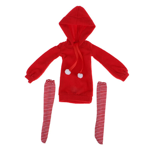 1/3 Sweat à capuche long et mignon pour poupées BJD Casual Clothes Red