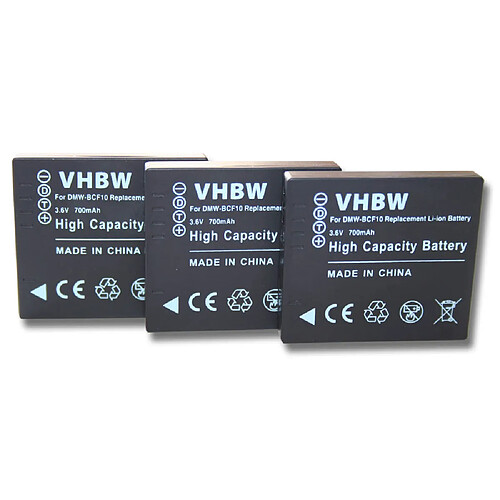 vhbw 3x Batteries compatible avec Panasonic Lumix DMC-FX40, DMC-FX48, DMC-FX550, DMC-FX580 appareil photo, reflex numérique (1000mAh, 3,6V, Li-ion)