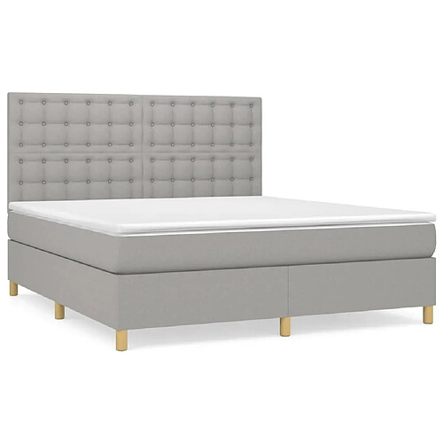 Maison Chic Lit adulte- Lit + matelas,Sommier à lattes de lit avec matelas Gris clair 180x200cm Tissu -GKD76386