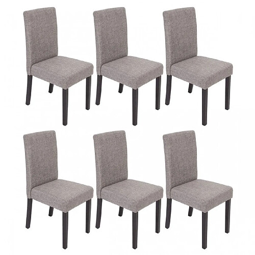 Decoshop26 Lot de 6 chaises de salle à manger en tissu gris pieds foncés CDS04228