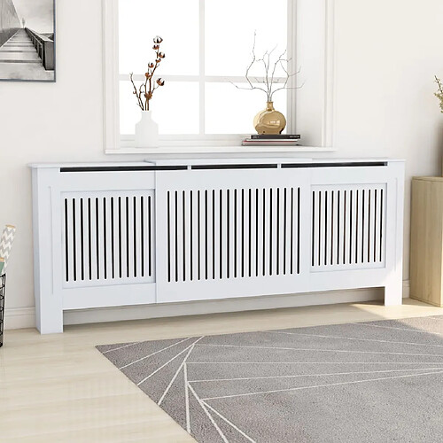 vidaXL Cache-radiateur MDF Blanc 205 cm