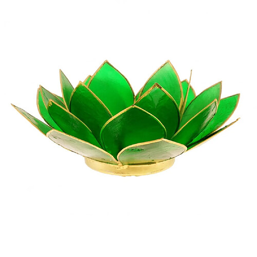 Phoenix Porte Bougie Fleur de Lotus vert et or 4 ème chakra