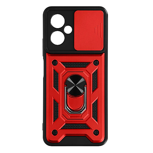 Avizar Coque pour Xiaomi Redmi Note 12 5G Cache caméra Bague Support Vidéo Rouge