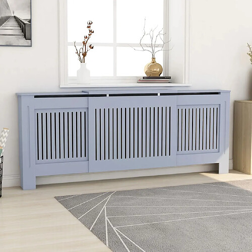 vidaXL Cache-radiateur MDF Gris 205 cm