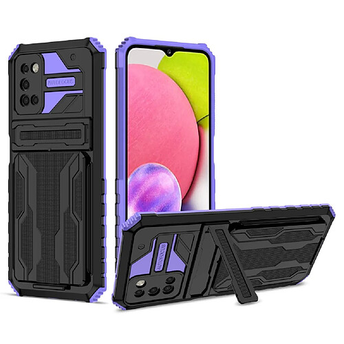 Coque en TPU anti-empreintes digitales avec béquille violet pour votre Samsung Galaxy A03s (164.2 x 75.9 x 9.1mm)