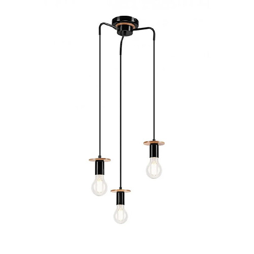 Lumière Suspension Angelina Métal,bois Noir 3 ampoules 87cm