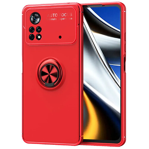 Coque en TPU anti-griffes, anti-choc avec béquille, rouge pour votre Xiaomi Poco X4 Pro 5G