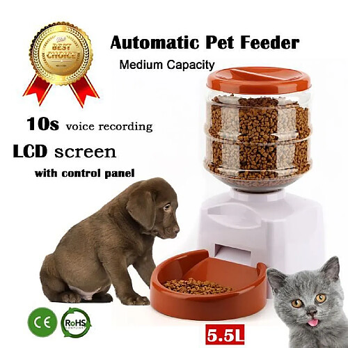 LCC® Distributeur Automatique De Nourriture Pour Animaux Pour 3 fois/Jour Pet Feeder Automatique Distributeur de croquettes Gamelle