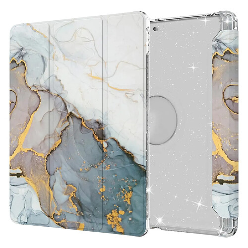 Etui en PU trois volets avec support transparent motif marbré/gris pour votre Apple iPad 10.2 (2020)(2019)