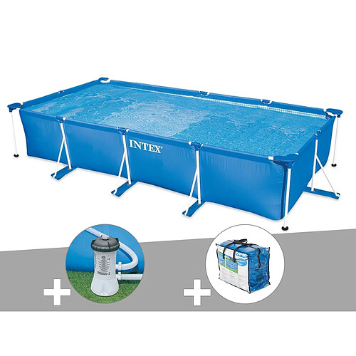 Kit piscine tubulaire rectangulaire Intex 4,50 x 2,20 x 0,84 m + Filtration à cartouche + Bâche à bulles