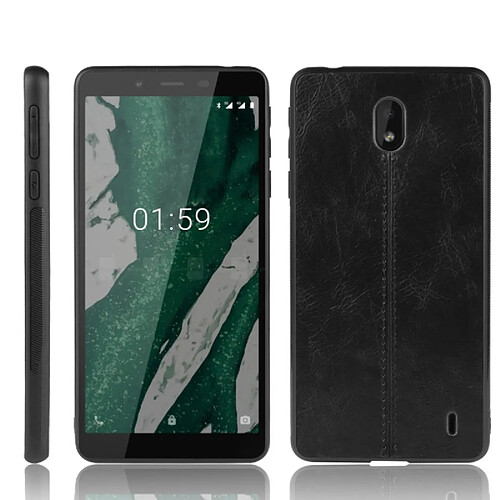 Wewoo Coque Pour Nokia 1 Plus antichoc couture peau de vache motif PC + PU + TPU Case noir