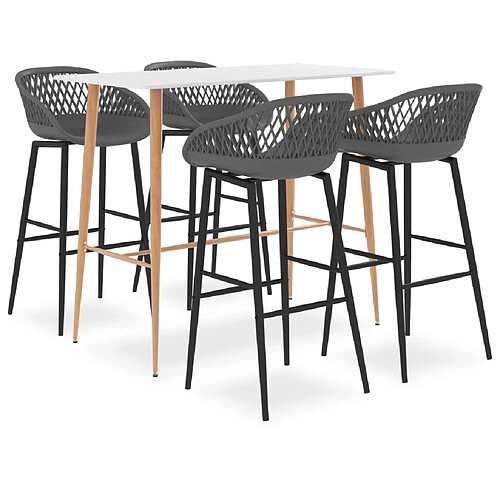 vidaXL Ensemble de bar 5 pcs Blanc et gris