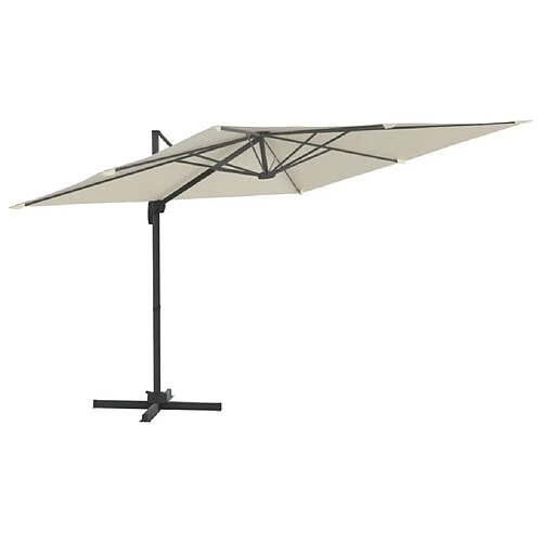 Maison Chic Parasol Jardin | Parasol déporté avec mat en aluminium Blanc sable 400x300 cm - GKD26528