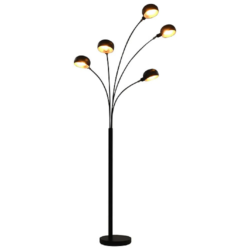 vidaXL Lampadaire 200 cm 5 x E14 Noir et doré