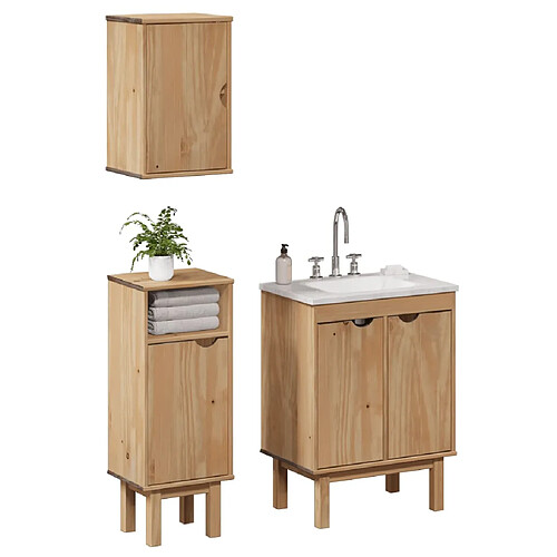 vidaXL Ensemble de meubles salle de bain 3 pcs OTTA bois de pin massif