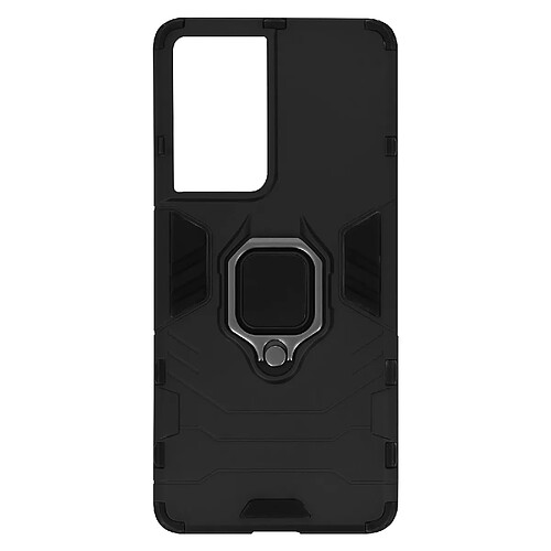 Avizar Coque Samsung Galaxy S21 Ultra Hybride Antichoc Bague Métallique Support noir