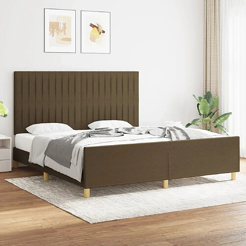 vidaXL Cadre de lit sans matelas marron foncé 180x200 cm tissu