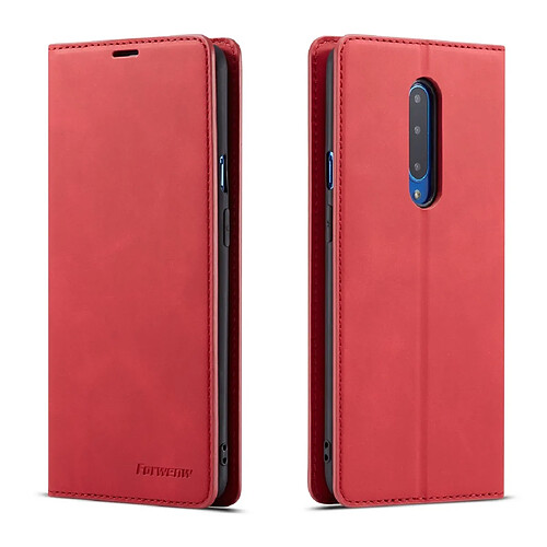 Wewoo Housse Coque Pour OnePlus 7 Pro Forwenw Dream Series Oil Edge Fort Magnetism Étui en cuir à rabat horizontal avec support et fentes cartes et portefeuille et cadre photo rouge