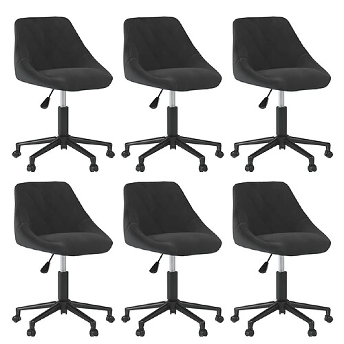 vidaXL Chaises pivotantes à manger lot de 6 noir velours