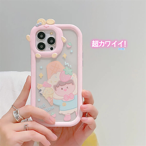 GUPBOO Étui pour iPhone13ProMax Pull Ice Cream Strawberry Girl Cute Phone Case Soft