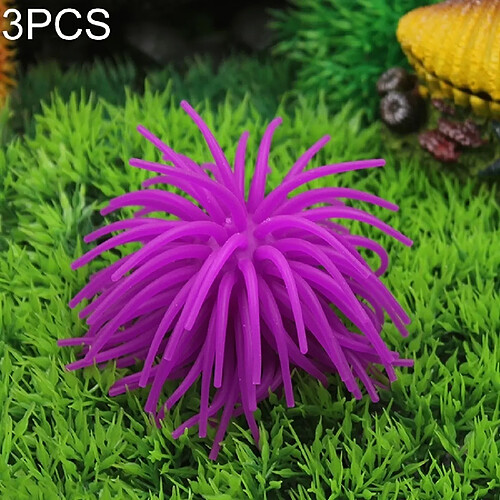 Wewoo Décoration aquarium Violet 3 PCS Articles TPR Simulation Sea Urchin Ball Corail, Taille: M, Diamètre: 10cm