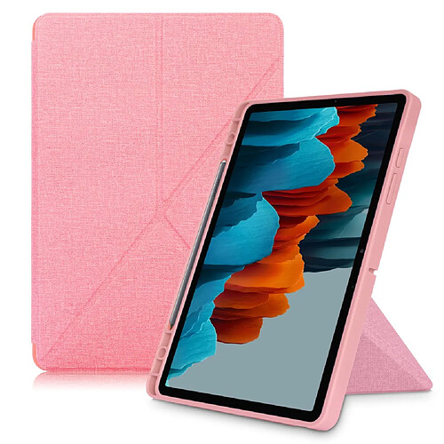 Etui en PU avec support origami rose pour votre Samsung Galaxy Tab S7 FE T736