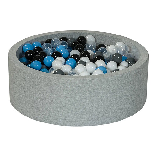 Velinda Piscine à balles Aire de jeu + 450 balles noir, blanc, transparent, gris, bleu clair