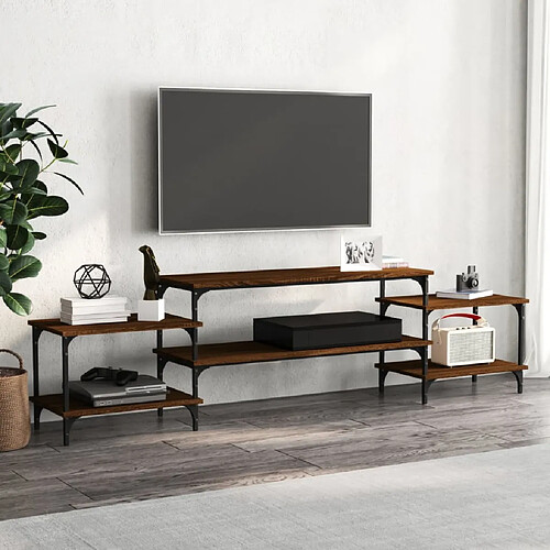 vidaXL Meuble TV chêne marron 197x35x52 cm bois d'ingénierie