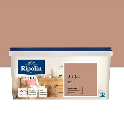 RIPOLIN Peinture Murale Toutes Pieces - Taupe Satin, 2,5L