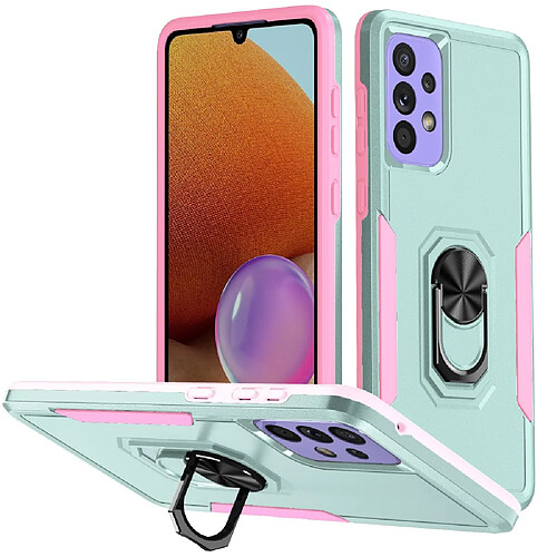 Coque en TPU anti-rayures avec béquille à anneau rotatif Vert/rose pour votre Samsung Galaxy A73 5G