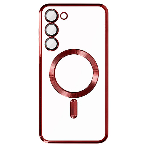 Avizar Coque MagSafe pour Samsung S23 silicone protection caméra Transparent / Rouge