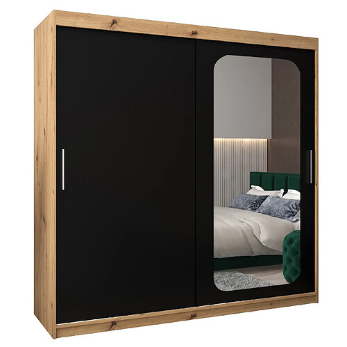 Abiks Meble Armoire PROMO T2 À Portes Coulissantes 200/200/62 2 Portes (Artisan/Noir)